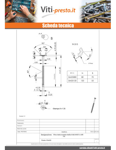 1 x Vite Medium Testa Forata Dentellato T25...