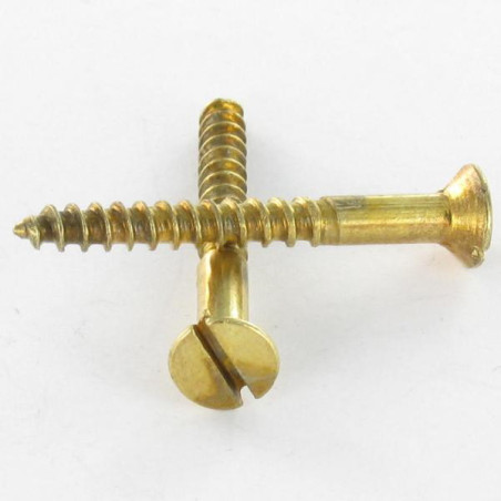 1 x Viti Per Legno Testa Forata Con Intaglio 3X16 Acciaio Ottonato microviti