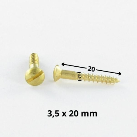 1 x Viti Per Legno Ottone Testa Forata Bombata Con Intaglio 3,5X20