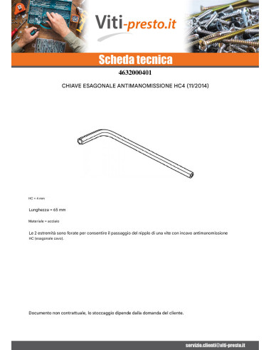1 x Chiave Esagonale Di Sicurezza Chiave...