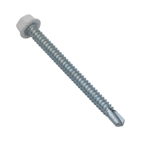 1 x Vite Autoperforante Testa Esagonale 6,3X75 Filetto A Lamiera Zincate RAL9016 LIQUIDO