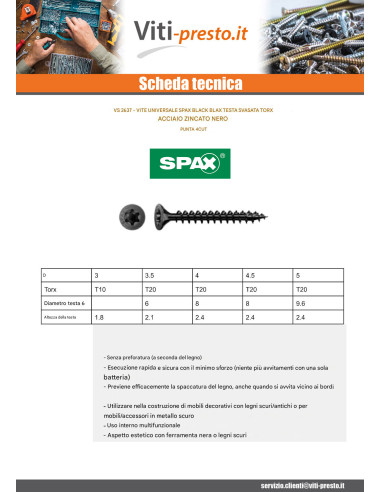 1 x Spax Viti Per Legno Testa Forata T20 4X30...