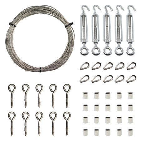 1 x Kit di 30 metri di cavo in acciaio inox diametro 2