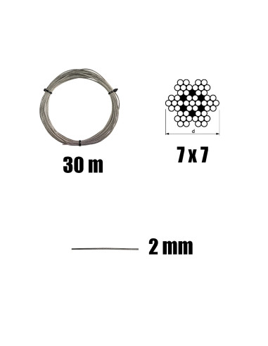 1 x Kit di 30 metri di cavo in acciaio inox...