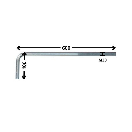 1 x Gancio Metalli lunghezza lunga M20X600 Filettata Su 150 Zincate