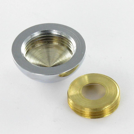1 x Coprivite Tondo (1 Tappo E 1 Rondella) Ottone Cromato Diametro 15 Per Vite M5