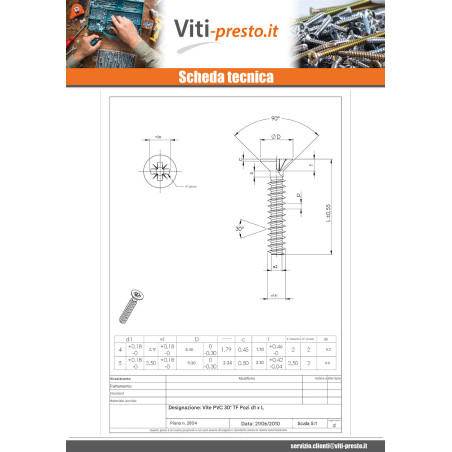 1 x Vite Per Pvc Testa Forata Pozy 3,5X20 Zincate