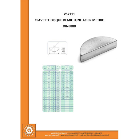 1 x Linguetta A Disco Semicircolare Acciaio Grezzo 3X6.5 Lunghezza 16