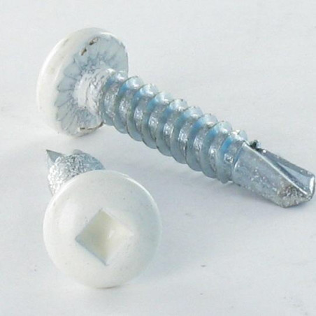1 x Vite Autoperforante Testa Cilindrica EMPR Quadrato 4,2 x 16 Zincate Laccato Bianco 9010