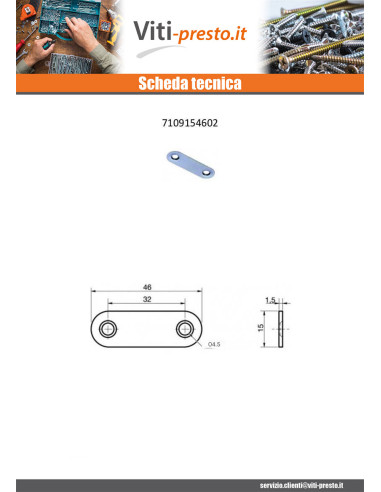 1 x Piastra ASSEMBLAGGIO 15X46 Zincate