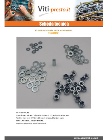 1 x KIT Giunti Dadi Rondelle Zincate