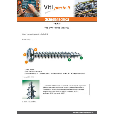 1 x Vite Spax Testa Poelier Pozi PZ5 3,5X15 WIROX
