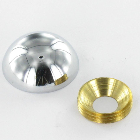 1 x Coprivite Tondo (1 Tappo E 1 Rondella) Ottone Cromato Diametro 20