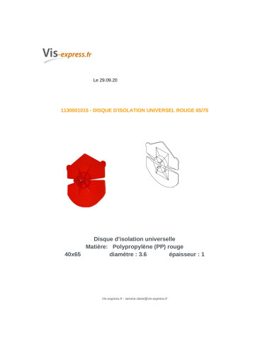 1 x DISCO D ISOLAMENTO universale Rosso 65/75