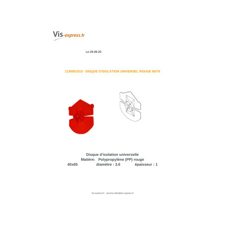 1 x DISCO D ISOLAMENTO universale Rosso 65/75