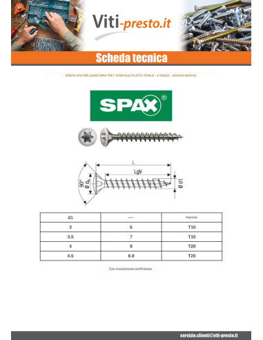 1 x Spax Viti Per Legno Testa Forata Bombata...