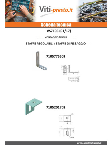 1 x Staffe Regolazione 70X55X20 3 Fori Zincate