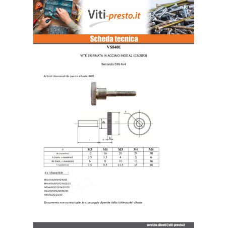 1 x Vite Per Metalli Zigrinata M5X16 Acciaio Inox A1