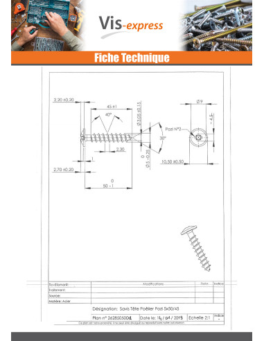 1 x Vite Per Legno E Truciolato Testa Poelier...