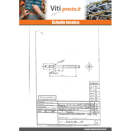 1 x Vite Flangia Ottone 8X34 M4/70 M4/70