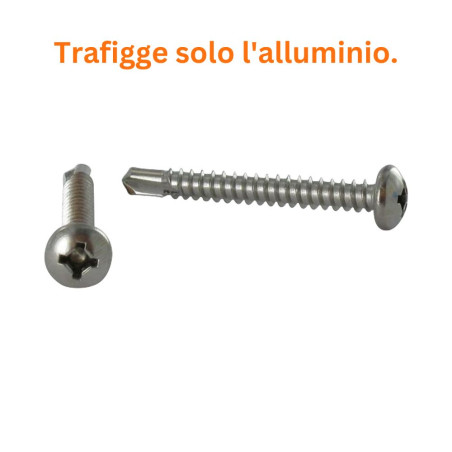 1 x Vite Autoperforante Testa Cilindrica Quadrato Phillips 4,8X50 SQ2+PH2 Acciaio Inox A2
