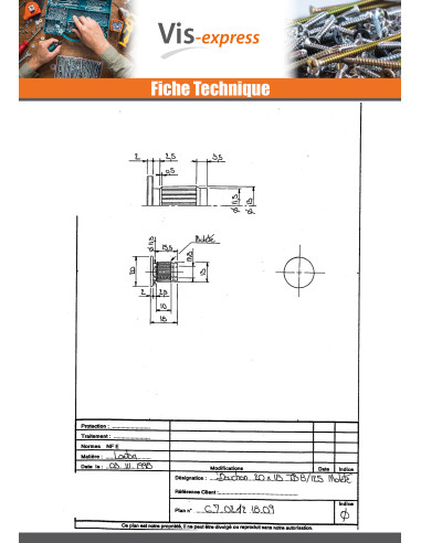 1 x Dado Manicotto Zigrinata Ottone M8 Diametro...