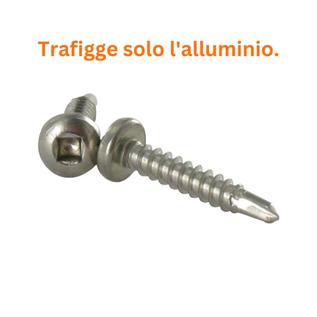 1 x Vite Autoperforante Testa Cilindrica Quadrato 4.8X16 Ingombro quadrato 2 Acciaio Inox A2
