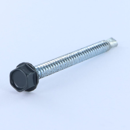 1 x Vite Autoperforante Testa Esagonale 6,3X75 Filetto A Lamiera Zincate LAQ Ral7016 Grigio Antracite