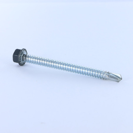 1 x Vite Autoperforante Testa Esagonale 6,3X75 Filetto A Lamiera Zincate LAQ Ral7016 Grigio Antracite
