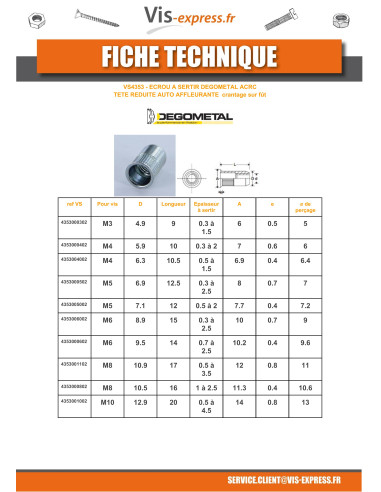 1 x Dadi Rivettabili ACRC M4X10.5 Diametro...