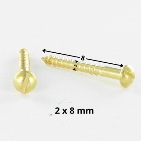 1 x Viti Per Legno Ottone Testa Poelier Con Intaglio 2X8 microviti