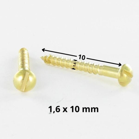 1 x Viti Per Legno Ottone Testa Poelier Con Intaglio 1,6X10 microviti