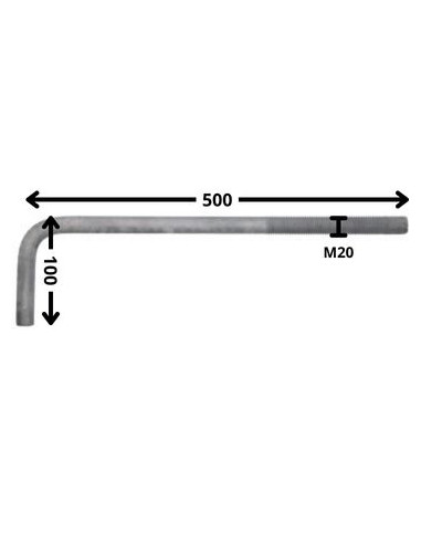 1 x Gancio Metalli lunghezza lunga M20X500...
