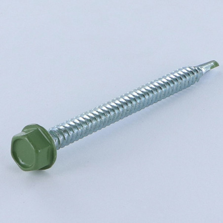 1 x Vite Autoperforante Testa Esagonale 6,3X75 Filetto A Lamiera Zincate Ral6011 Verde Reseda
