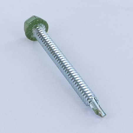 1 x Vite Autoperforante Testa Esagonale 6,3X75 Filetto A Lamiera Zincate Ral6011 Verde Reseda