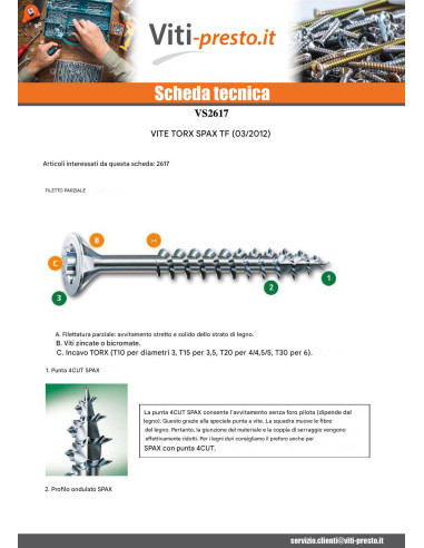 1 x Vite Spax Testa Forata T20 5X45 Filettata...
