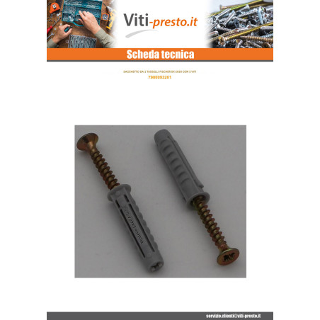 1 x Sacchetto Da 2 Tassello Fischer SX6 Con 2 Vite