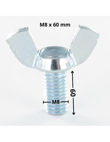1 x Vite Alette M8X60 Stile Americano Zincate