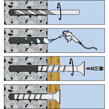1 x Vite Per Calcestruzzo Testa Forata Torx 6X40 Zincate