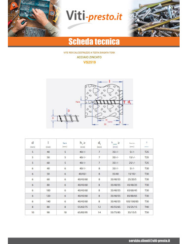1 x Vite Per Calcestruzzo Testa Forata Torx...