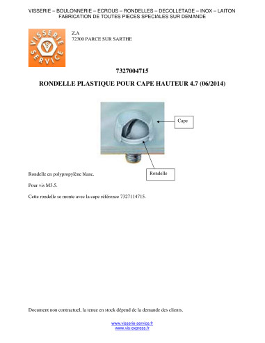1 x Rondella Plastica M3.5X11.3X4.7