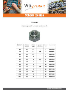 Dado esagonale per lamiera M12 Acciaio Inox A2 Spessore... 2