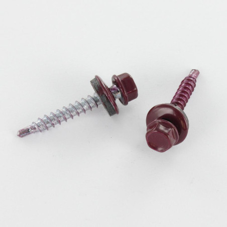 1 x Vite Autoperforante Testa Esagonale 4.8X35 Rondella Di Tenuta Con Guarnizione In Neoprene Epdm Zincate Ral3005 Rosso