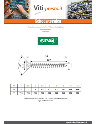 1 x Spax Viti Per Legno Testa Forata T20 3,5X16...