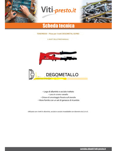 1 x Rivettatrice DEGOMETAL GO 980