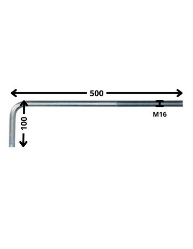 1 x Gancio Metalli lunghezza lunga M16X500...