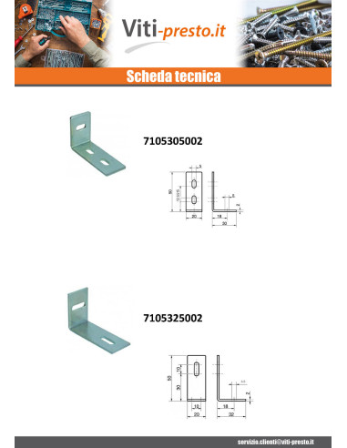 1 x Staffe Regolazione 21,5 x 17,5 x 20 2 Fori...