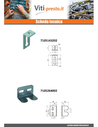 1 x Staffe Regolazione 21,5 x 17,5 x 20 2 Fori...