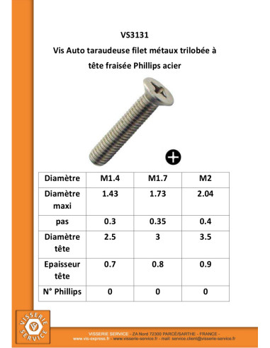 1 x Vite Autofilettante Filetto Metalli Testa...
