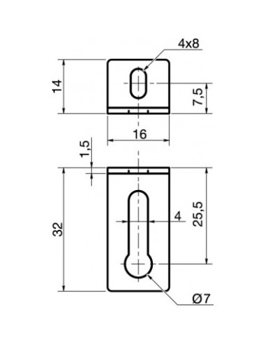 1 x Staffe Regolazione 14X32X16 2 Fori Zincate